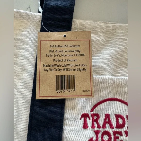 Trader Joe's Mini Canvas Tote Bag NWT - Picture 4 of 7